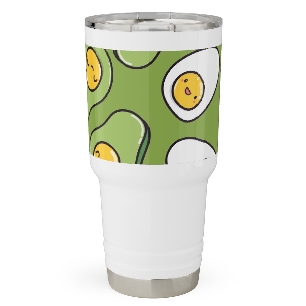 Cute Egg and Avocado - Green Travel Tumbler, 30oz, Green, Classic Green