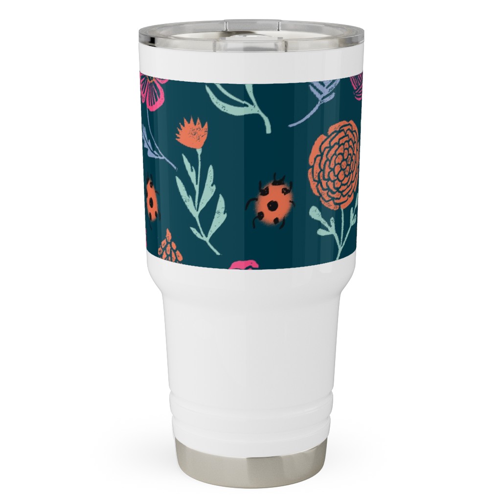 Spring Botanicals Linocut - Multi Travel Tumbler, 30oz, Multicolor