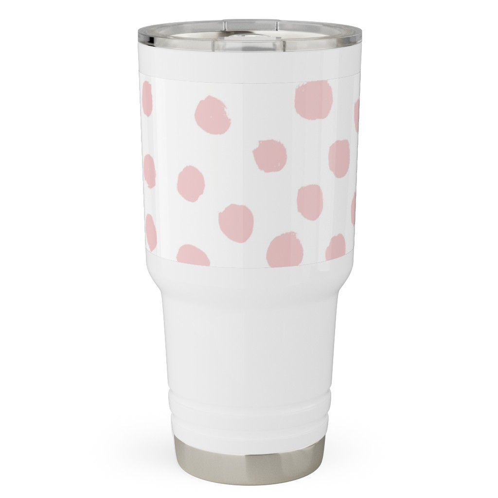 Soft Painted Dots Travel Tumbler, 30oz, Pink