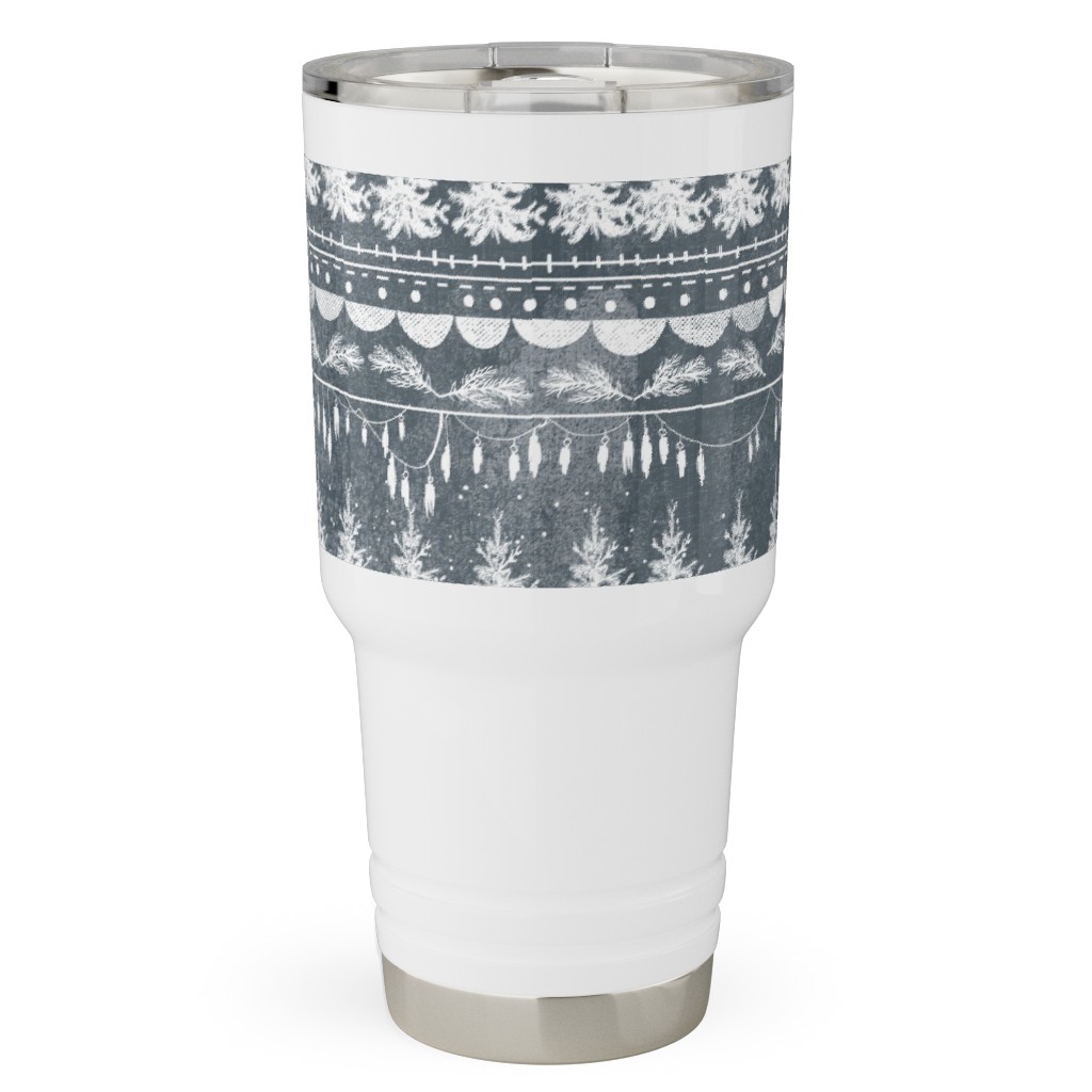 Vintage Christmas Stripe Travel Tumbler, 30oz, Gray