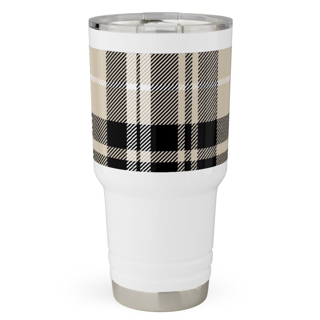 Fall Plaid Travel Tumbler, 30oz, Beige