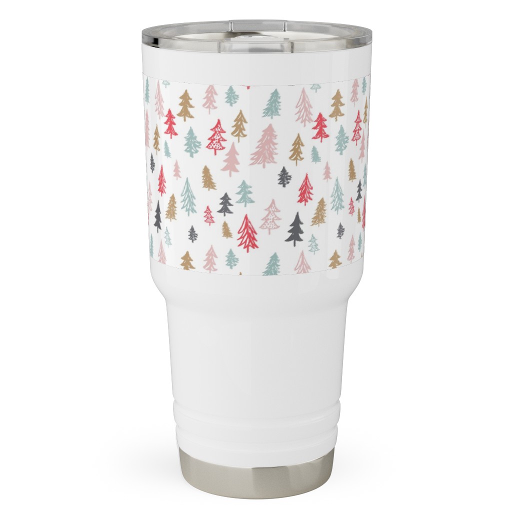 Forest Sketch - Red and Pink Travel Tumbler, 30oz, Red