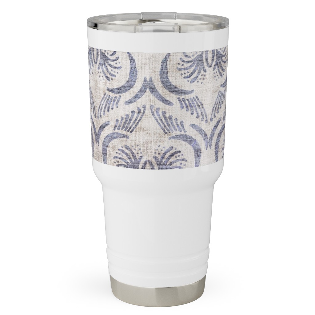 French Linen Geo Floral Travel Tumbler, 30oz, Gray