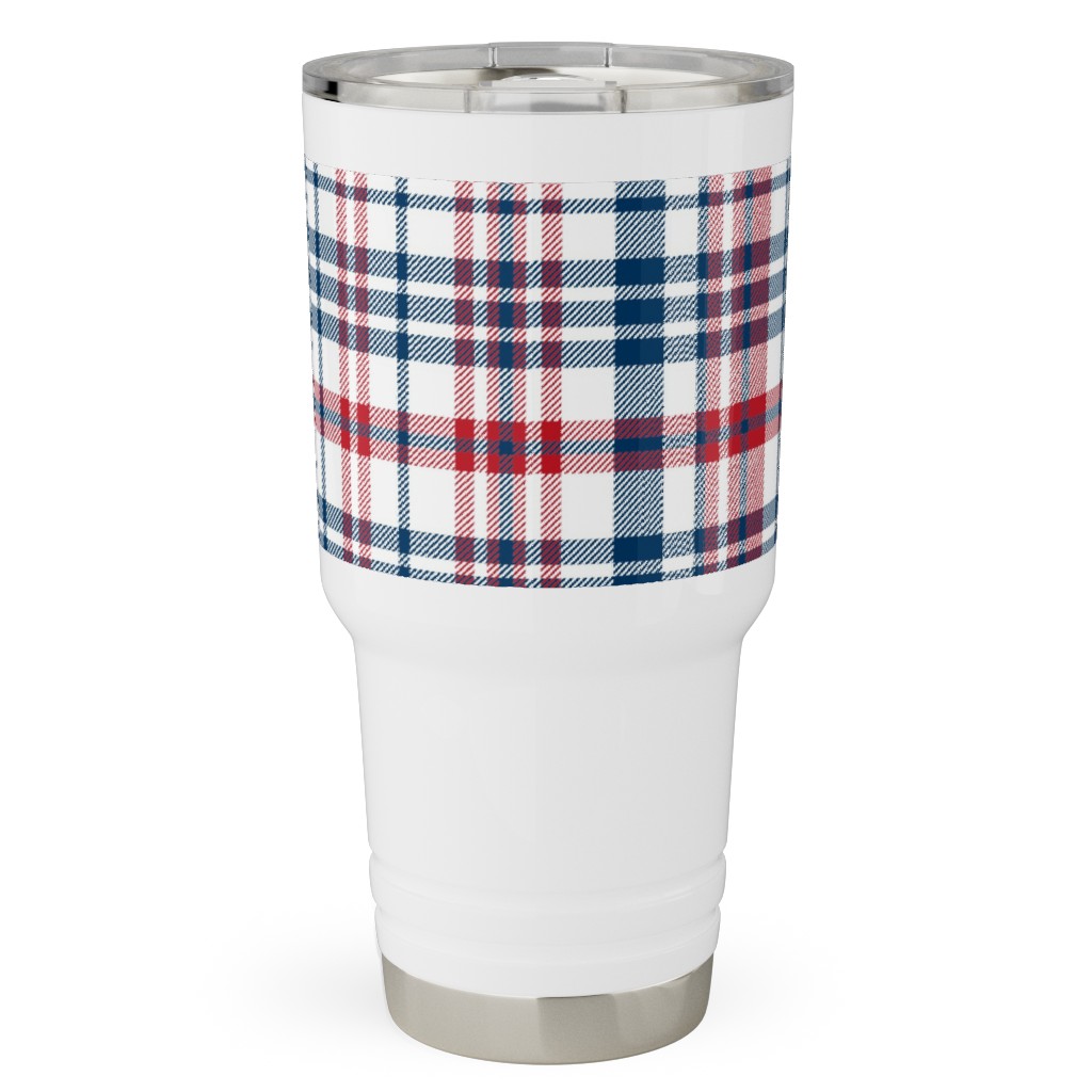 American Plaid - Blue and Red Travel Tumbler, 30oz, Multicolor