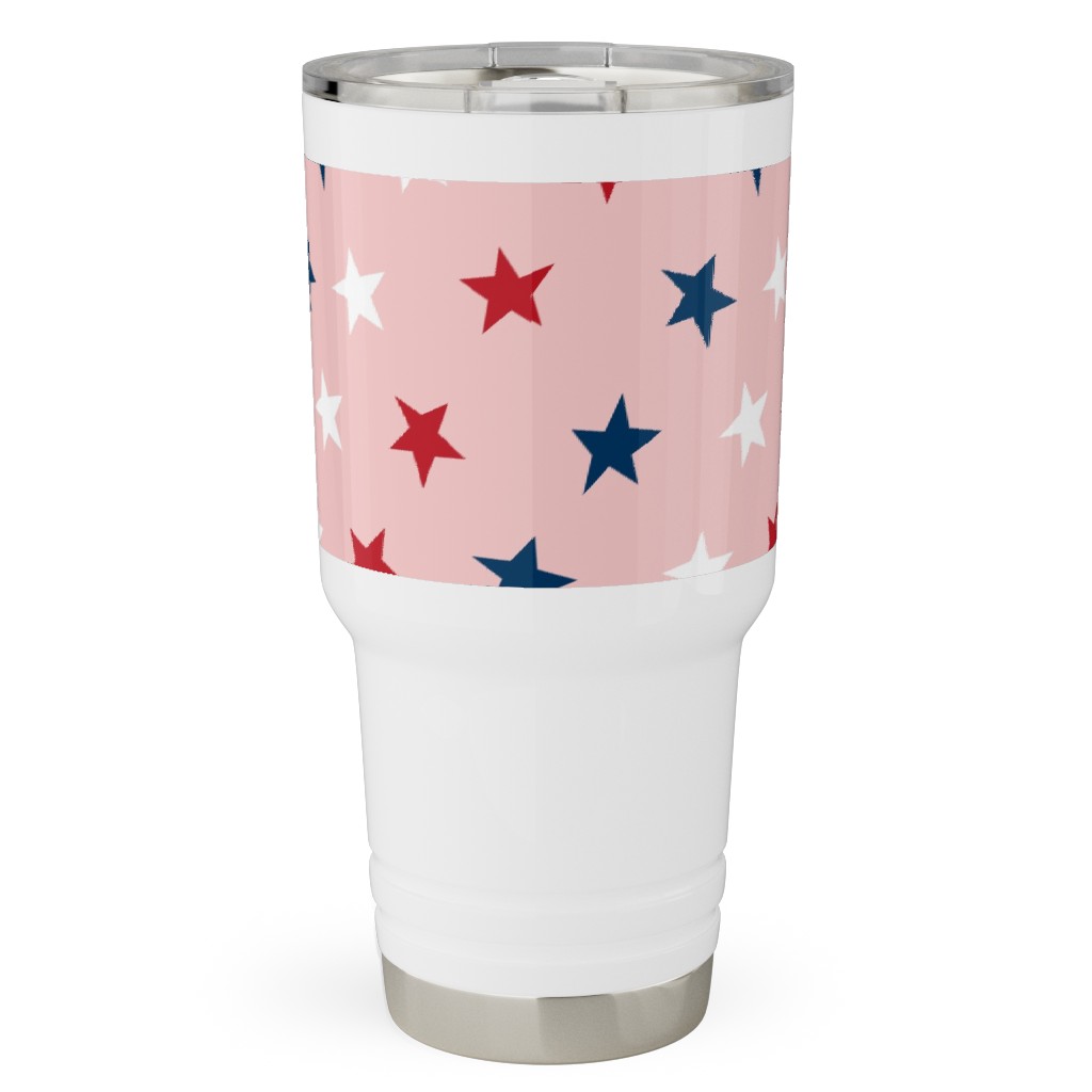 Patriotic Stars Travel Tumbler, 30oz, Pink, Bright Pink