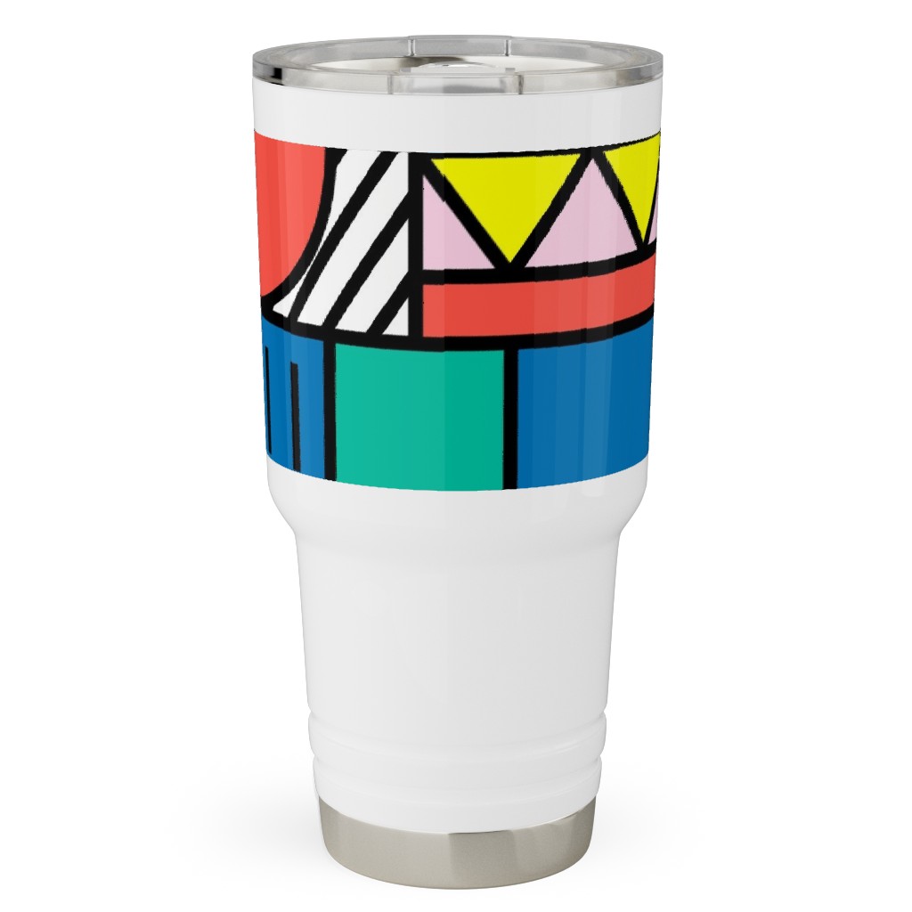 Memphis Color Block Travel Tumbler, 30oz, Multicolor