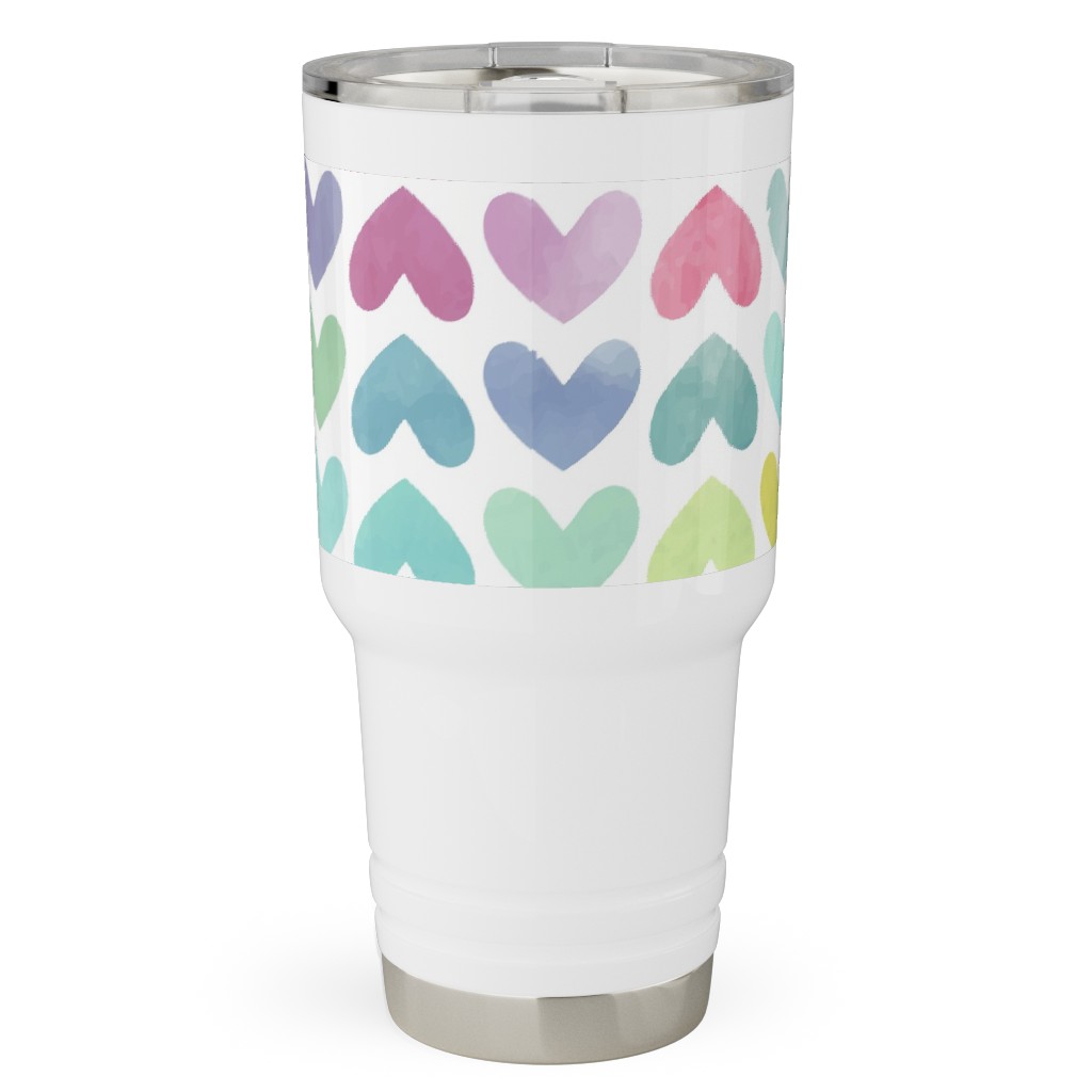 Rainbow Hearts - Multi Travel Tumbler, 30oz, Multicolor