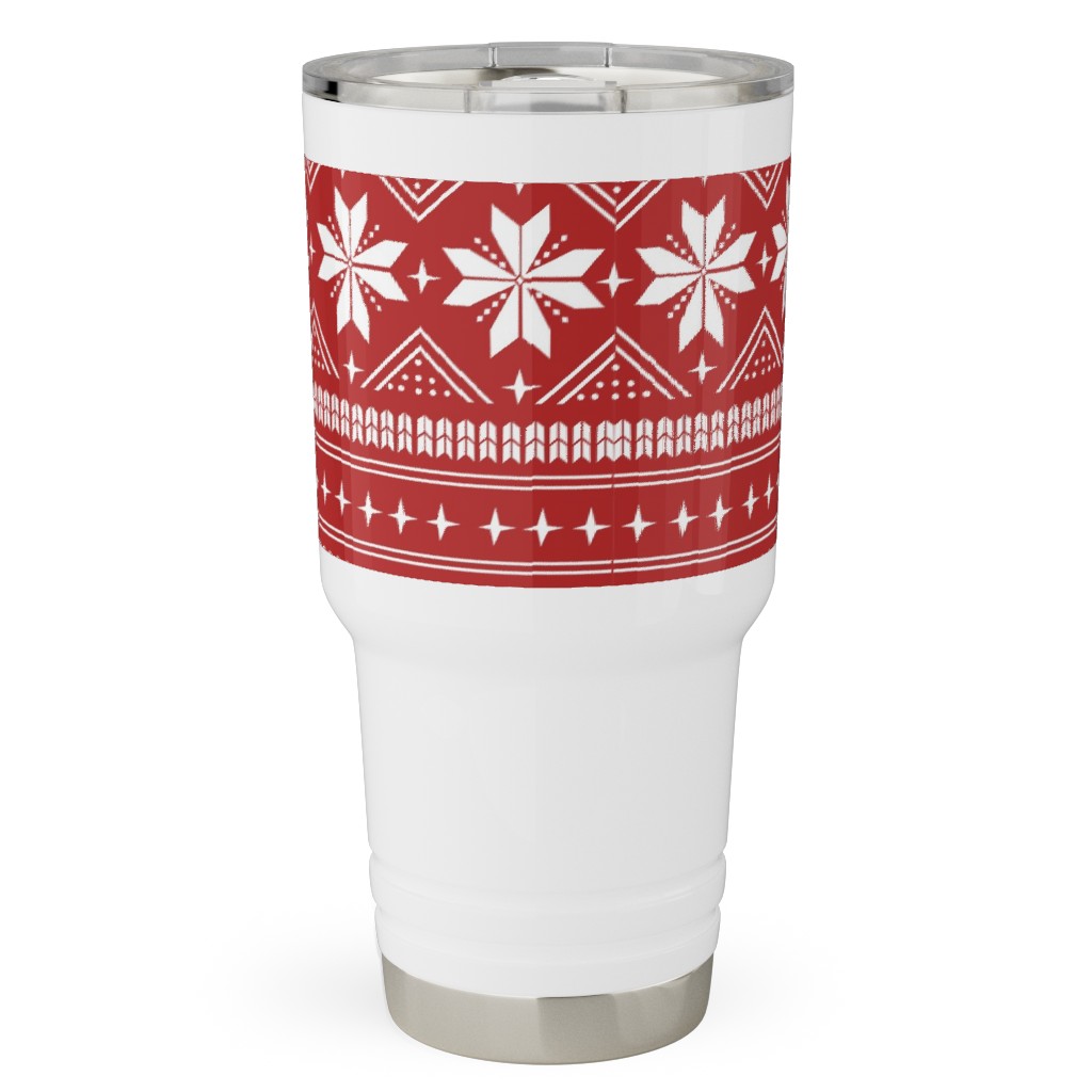 Nordic Sweater - Red Travel Tumbler, 30oz, Red