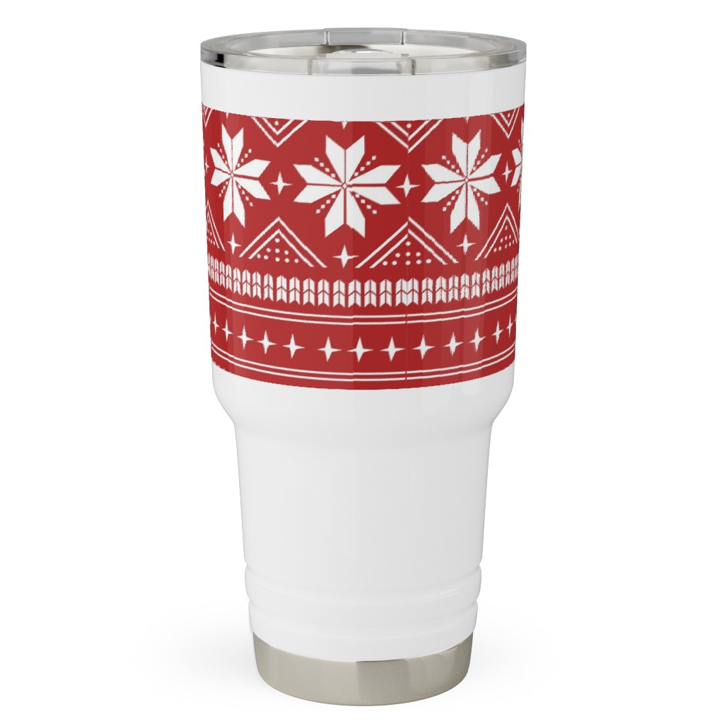 Nordic Sweater - Red Travel Tumbler, 30oz, Red