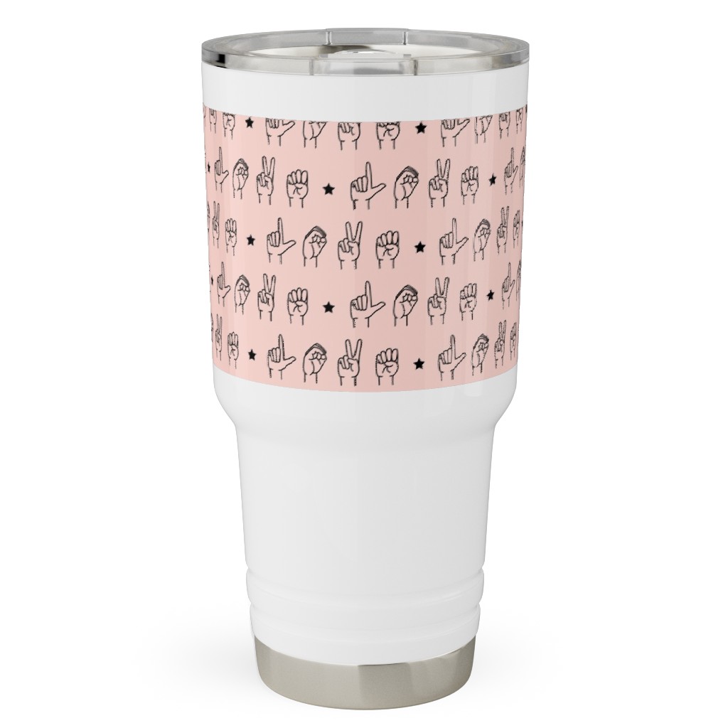 Love Sign Language Travel Tumbler, 30oz, Pink, Ballet Slipper