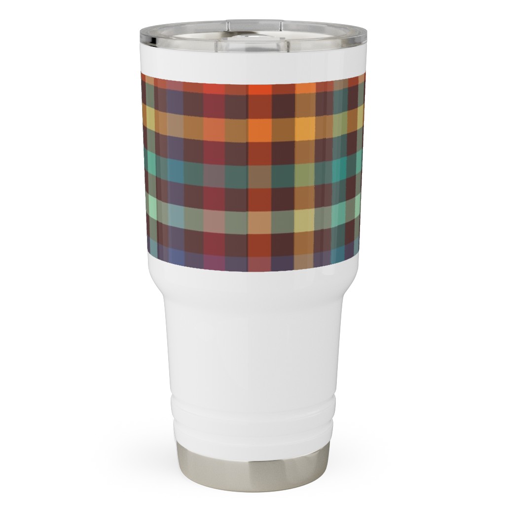 Retro Rainbow Plaid Travel Tumbler, 30oz, Multicolor