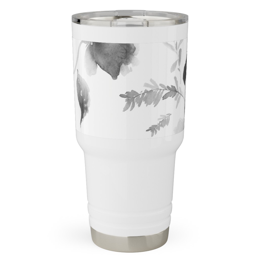 Spring Beginning - Black and White Travel Tumbler, 30oz, White