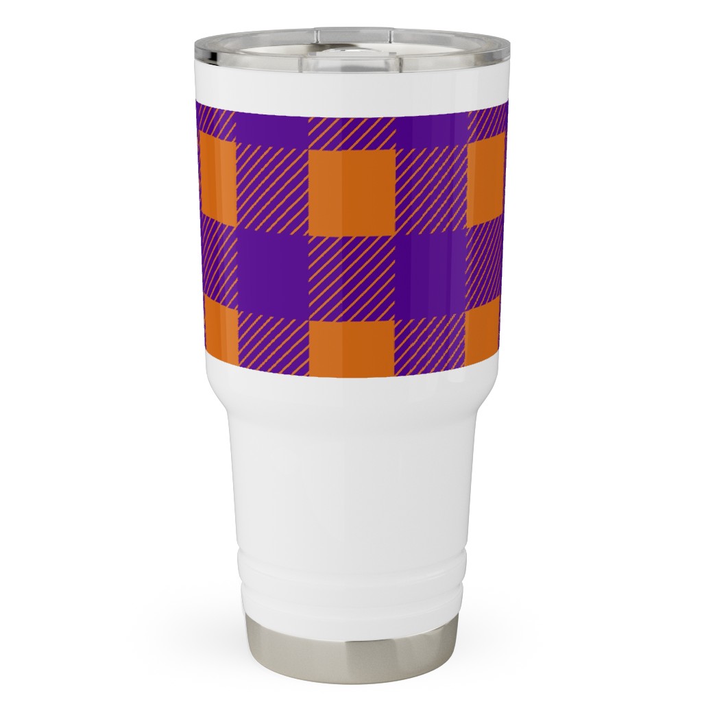 Buffalo Checked Plaid Travel Tumbler, 30oz, Purple