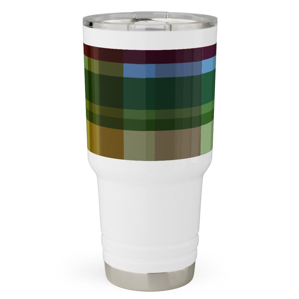 Gingham Rainbow Check Travel Tumbler, 30oz, Multicolor