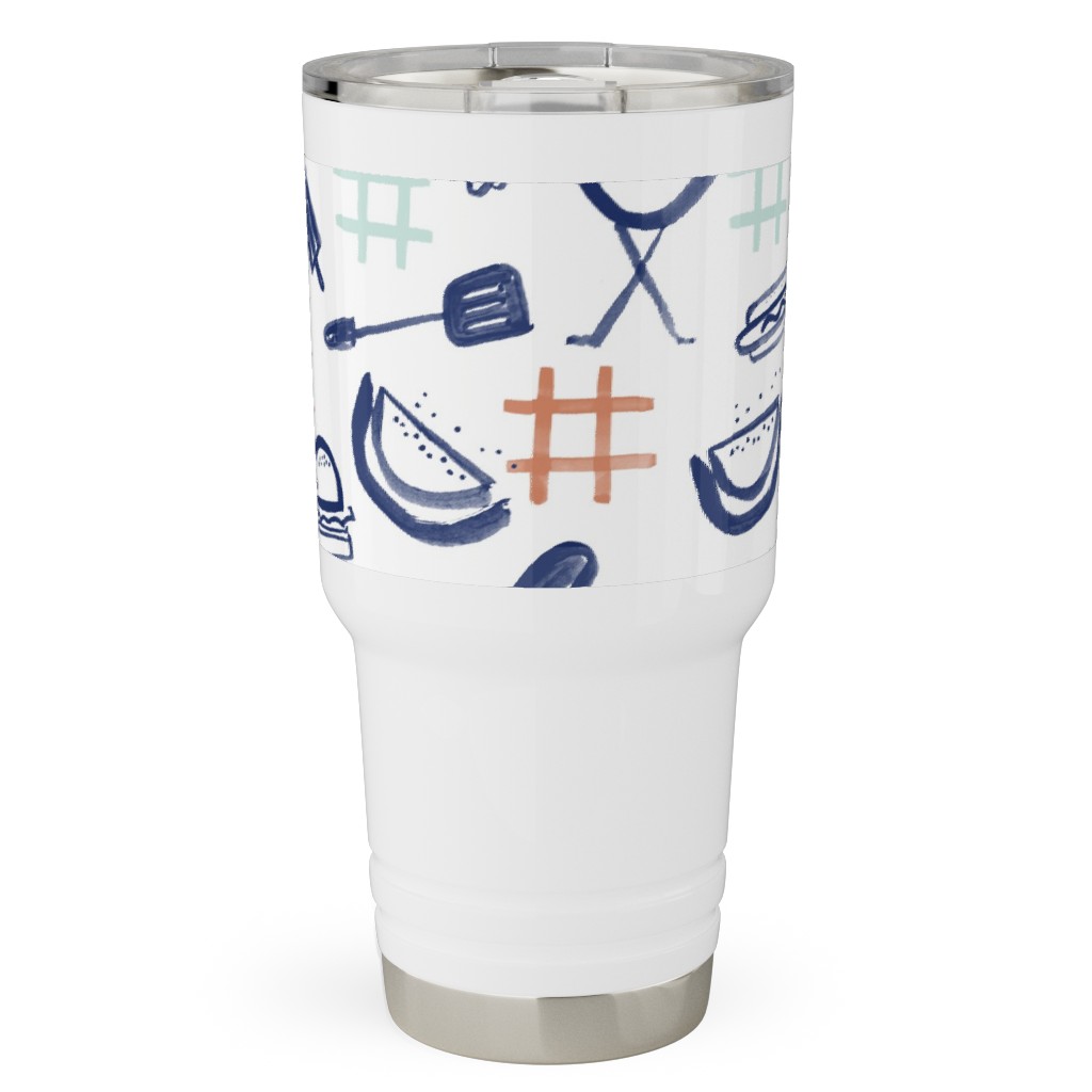 Summer Cookout Travel Tumbler, 30oz, Blue, True Blue