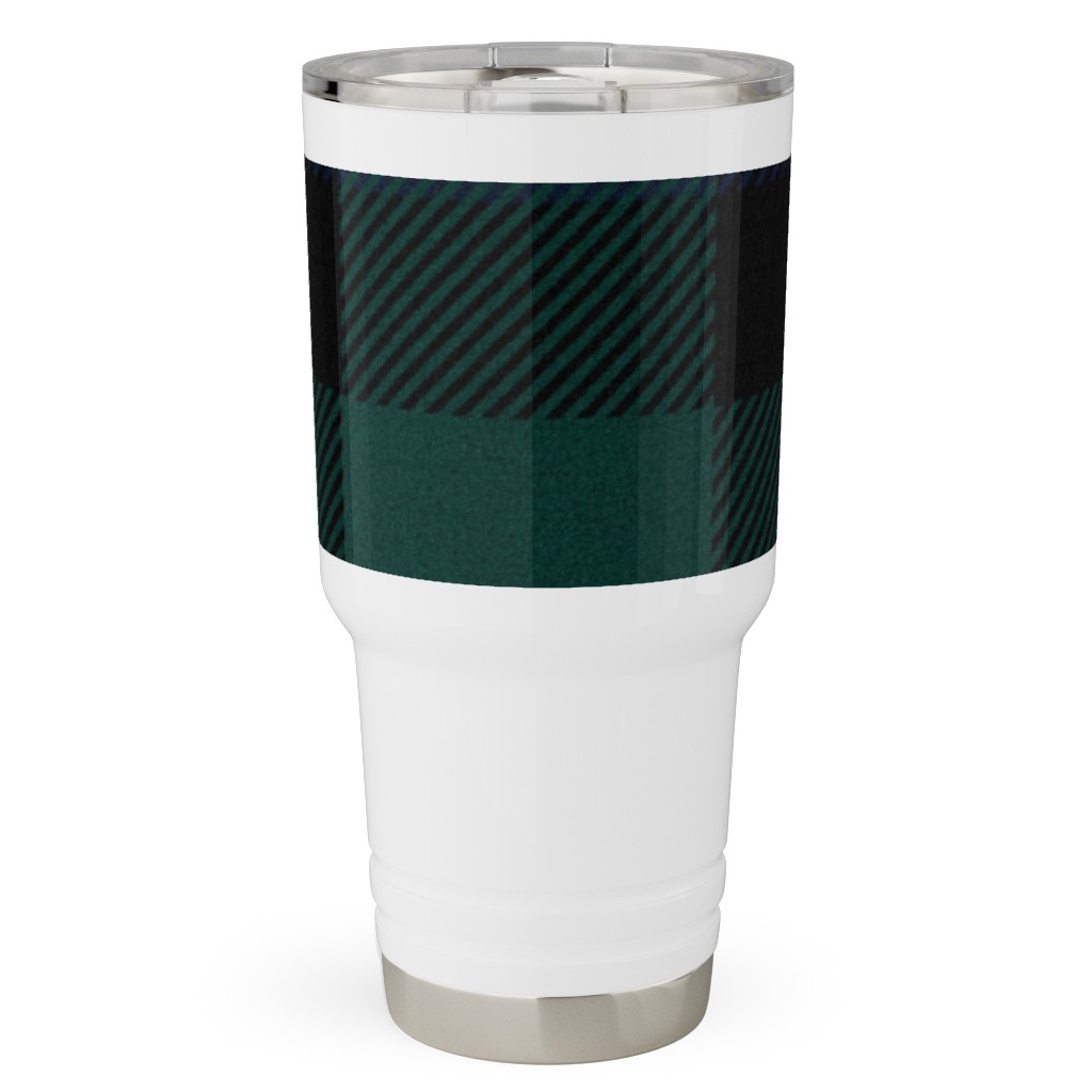 Blackwatch Tartan - Black Travel Tumbler, 30oz, Black