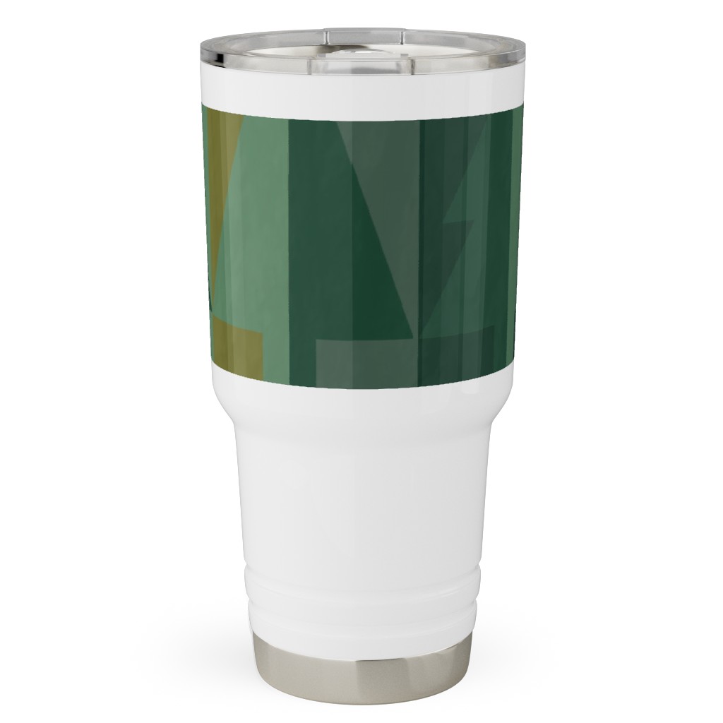 Geometric Forest - Red and Green Travel Tumbler, 30oz, Green