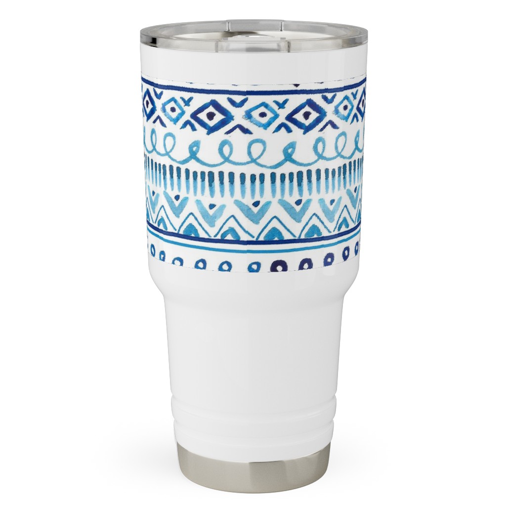 Painted Stripe - Blue Travel Tumbler, 30oz, Blue, True Blue