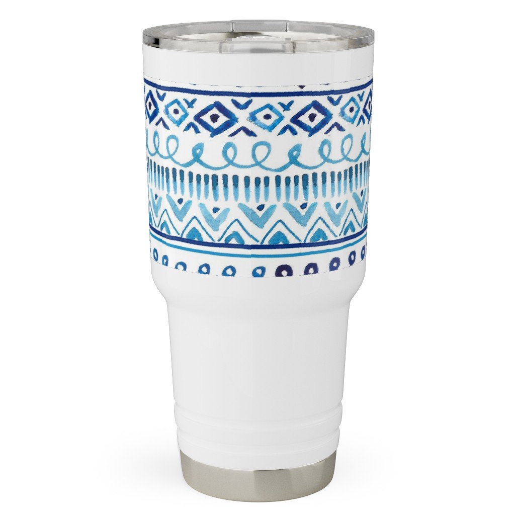 Painted Stripe - Blue Travel Tumbler, 30oz, Blue