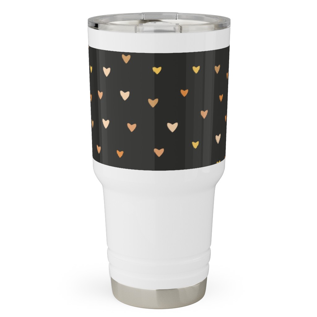 Bronze Hearts - Black Travel Tumbler, 30oz, Black, Black