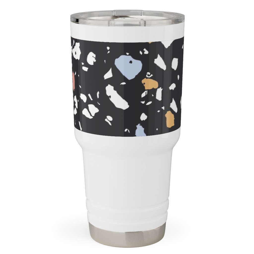 Terrazzo Print - Dark Travel Tumbler, 30oz, Black