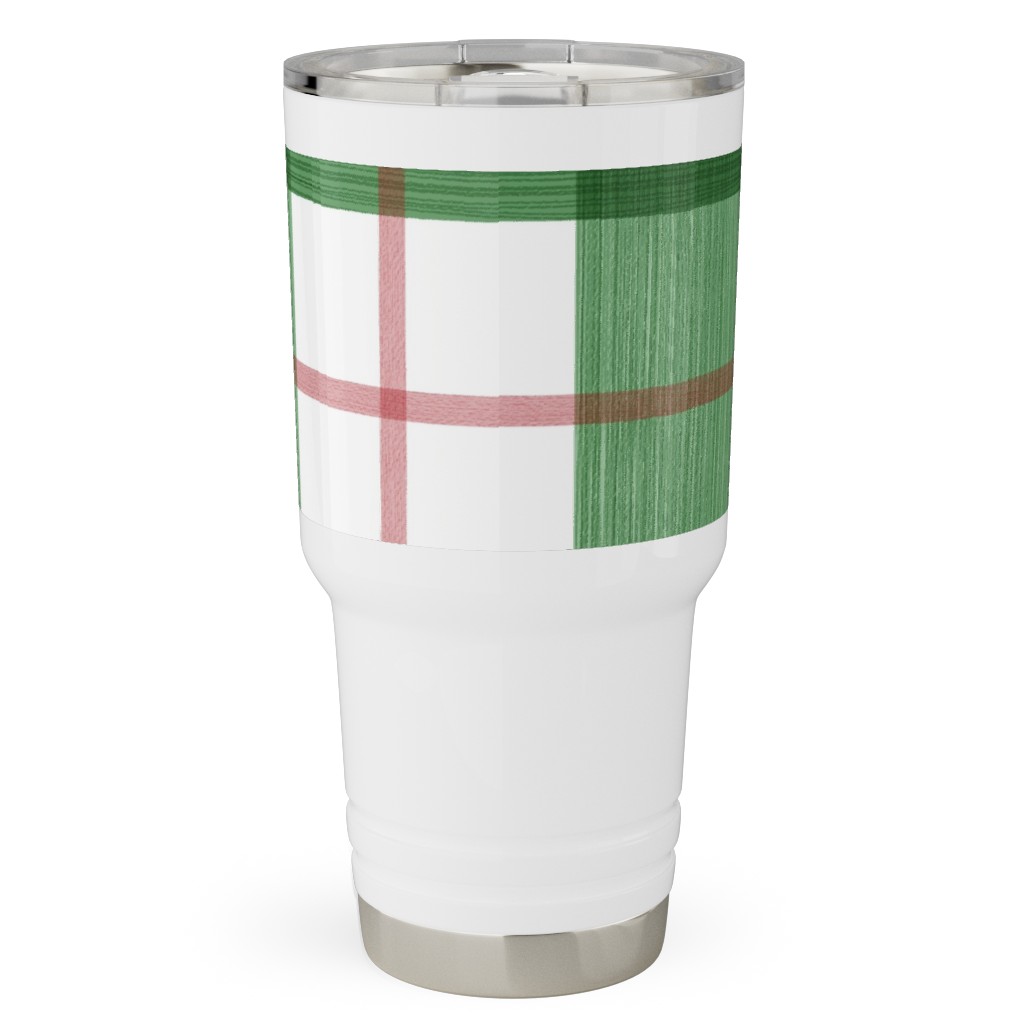 Double Plaid Travel Tumbler, 30oz, Green