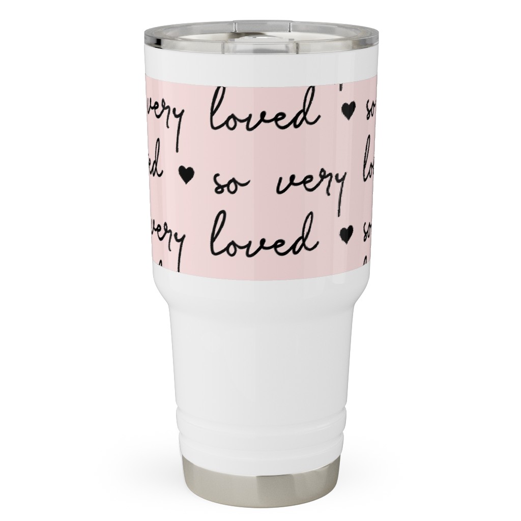 so Very Loved - Pink and Black Travel Tumbler, 30oz, Pink