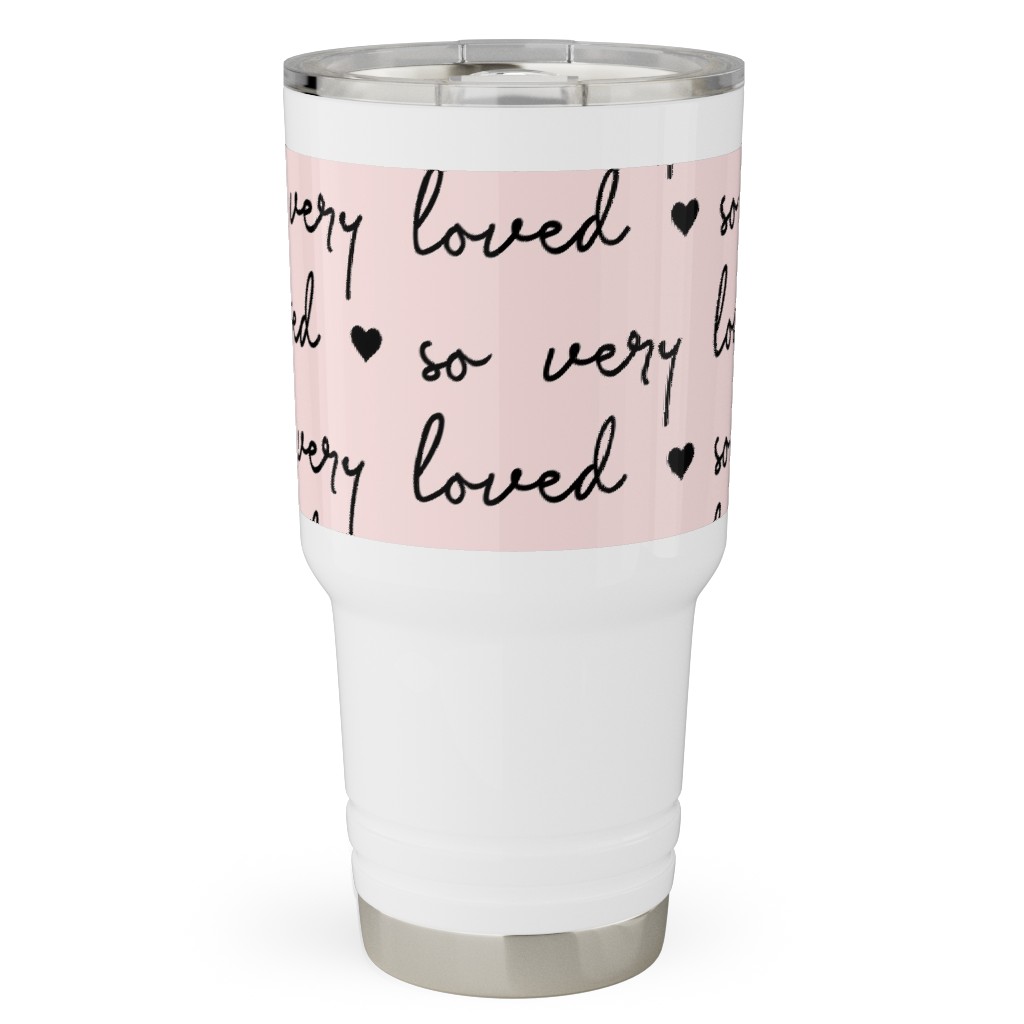 so Very Loved - Pink and Black Travel Tumbler, 30oz, Pink, Bright Pink