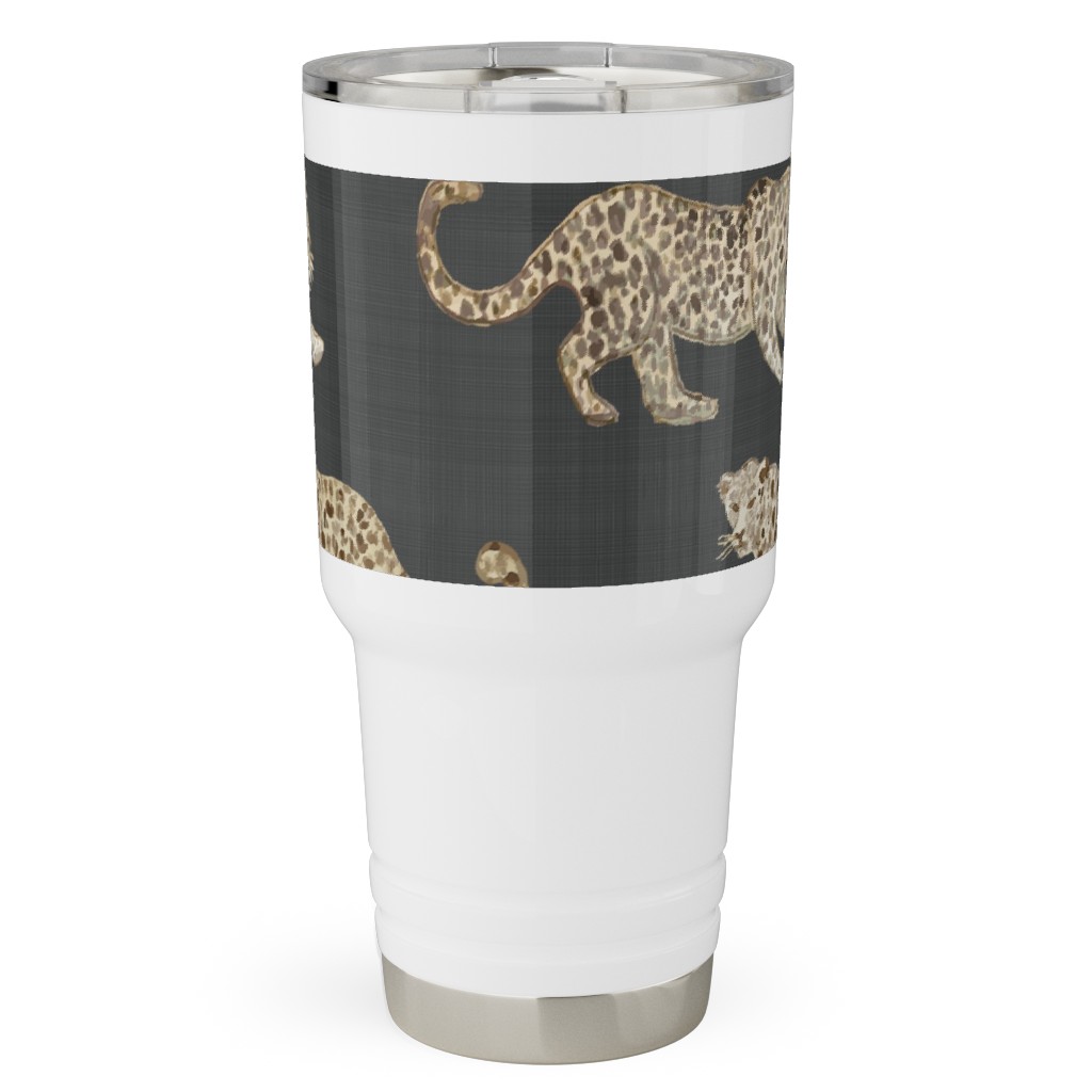 Leopard Parade Travel Tumbler, 30oz, Gray