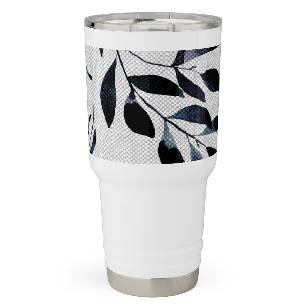 Leaves Nature Botanical Prints Travel Tumbler, 30oz, Blue, Silhouette