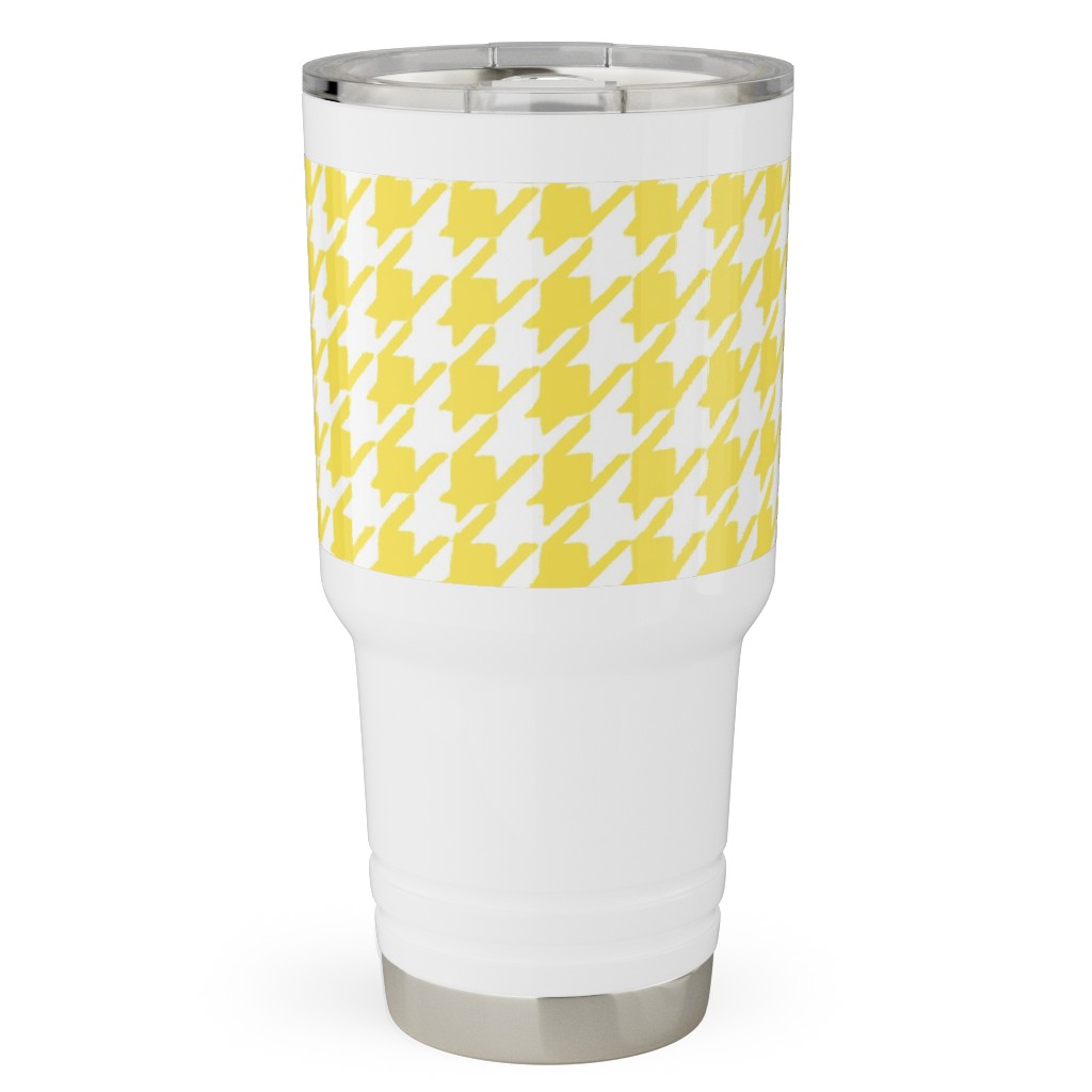 Happy Houndstooth Travel Tumbler, 30oz, Yellow, Lemon