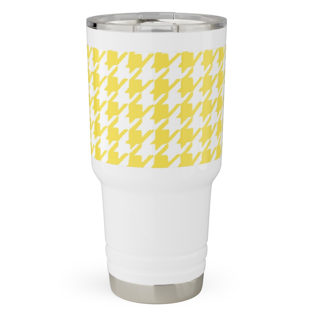 Happy Houndstooth Travel Tumbler, 30oz, Yellow