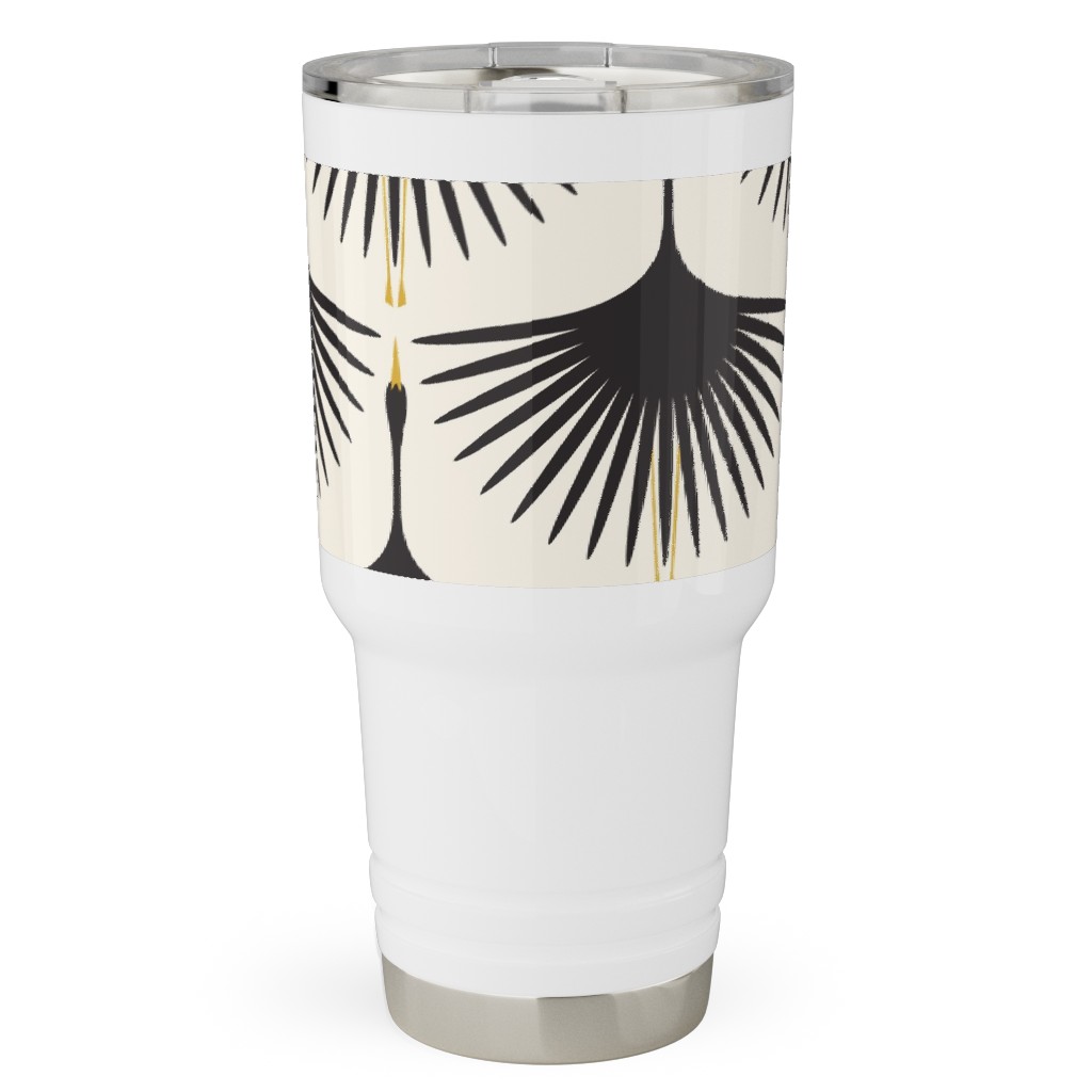 Art Deco Swans Travel Tumbler, 30oz, Beige, Antique White