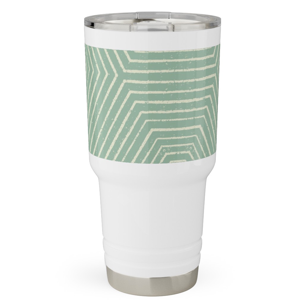 Concentric Hexagons Travel Tumbler, 30oz, Green