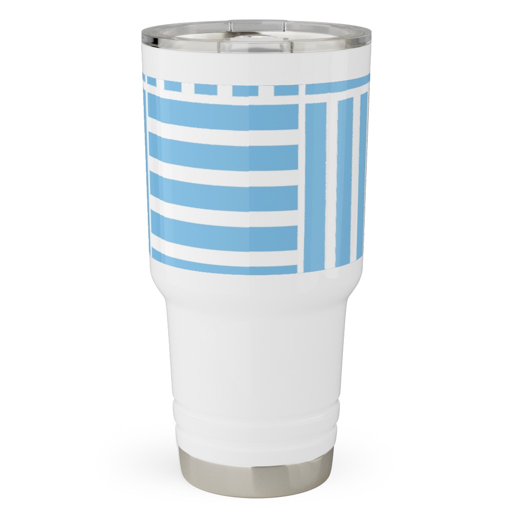 South Beach Stripe - Neptune Travel Tumbler, 30oz, Blue, True Blue
