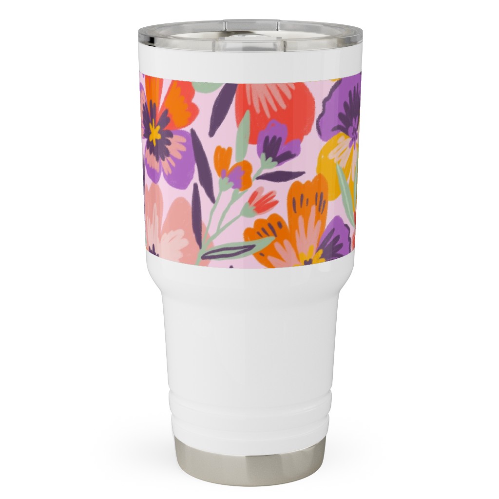 Pansies Travel Tumbler, 30oz, Multicolor