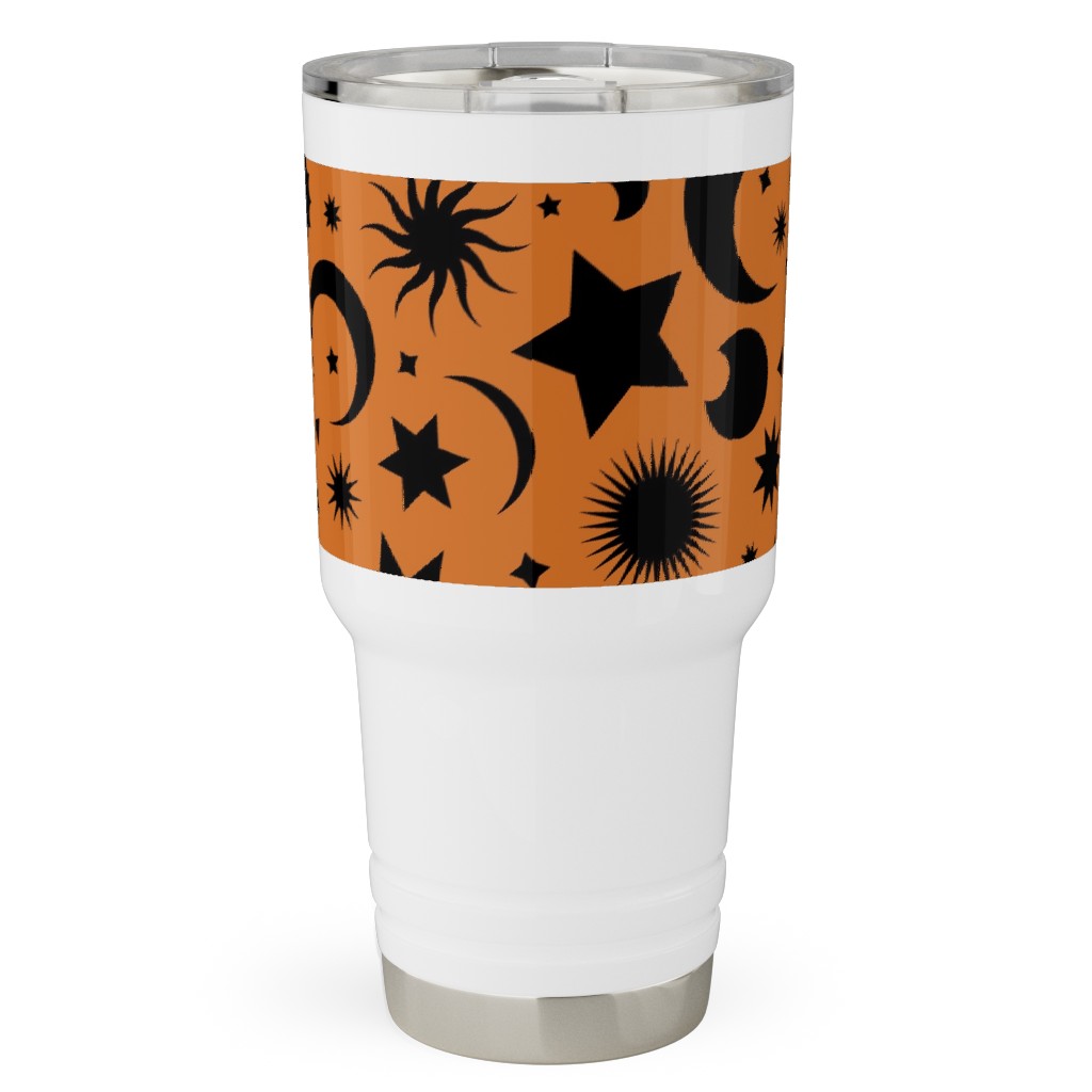 Celestial Kilim - Orange and Black Travel Tumbler, 30oz, Orange