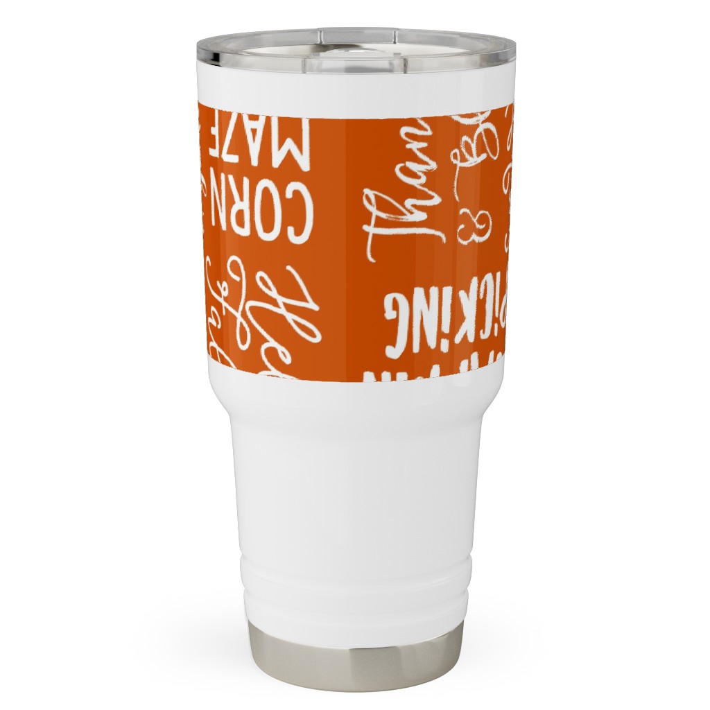 Favorite Things of Fall - Fall Words on Cider Travel Tumbler, 30oz, Orange