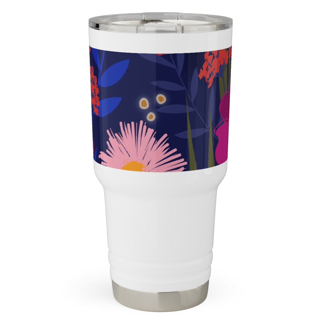 Summer Nights Floral - Dark Travel Tumbler, 30oz, Multicolor