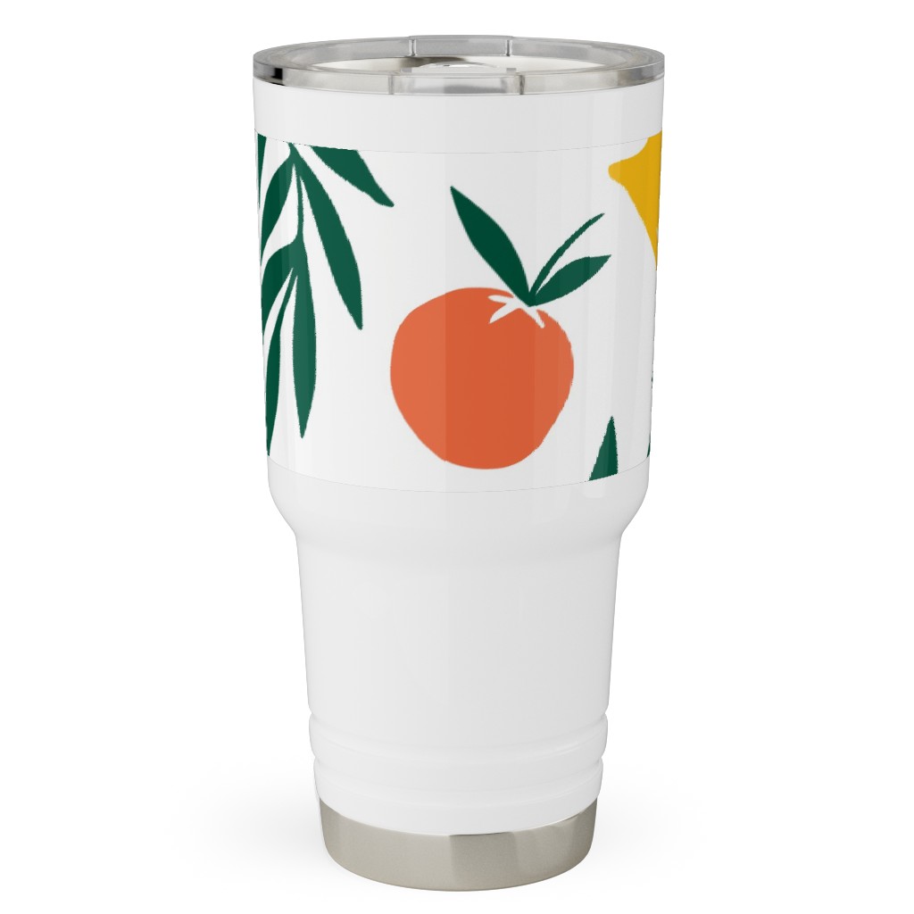 Citrus Grove - Pink and Yellow Travel Tumbler, 30oz, Pink, Bright Pink