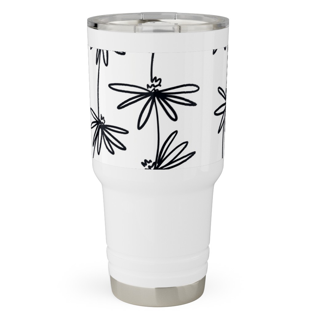 Daisy Chain - Black and White Travel Tumbler, 30oz, White