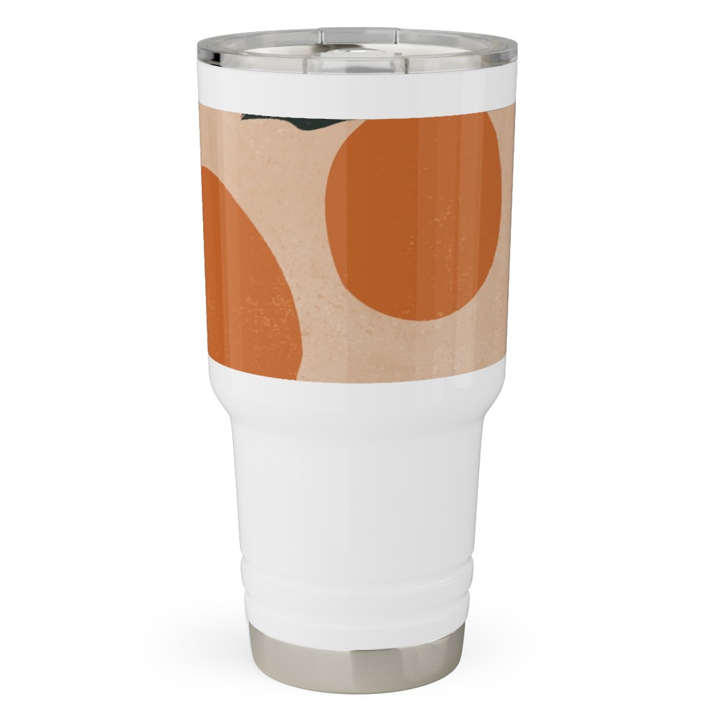 Mid-Century Clementines - Sandy Beige Travel Tumbler, 30oz, Orange