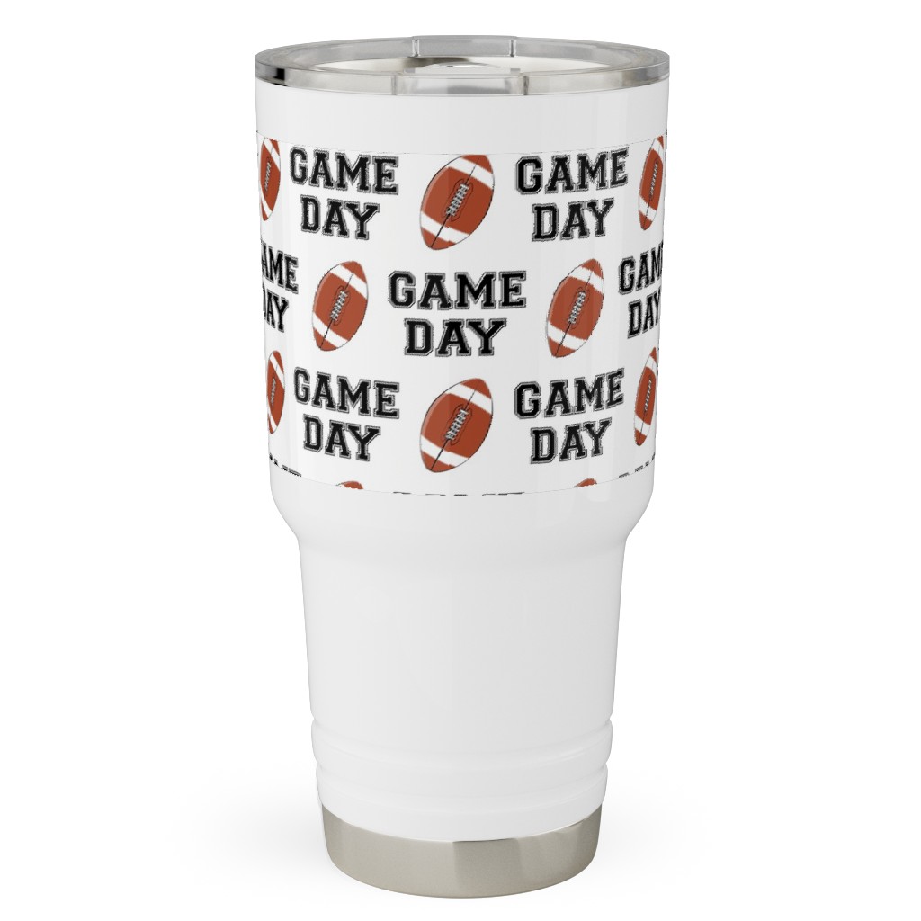Game Day - College Football - Black and White Travel Tumbler, 30oz, Brown