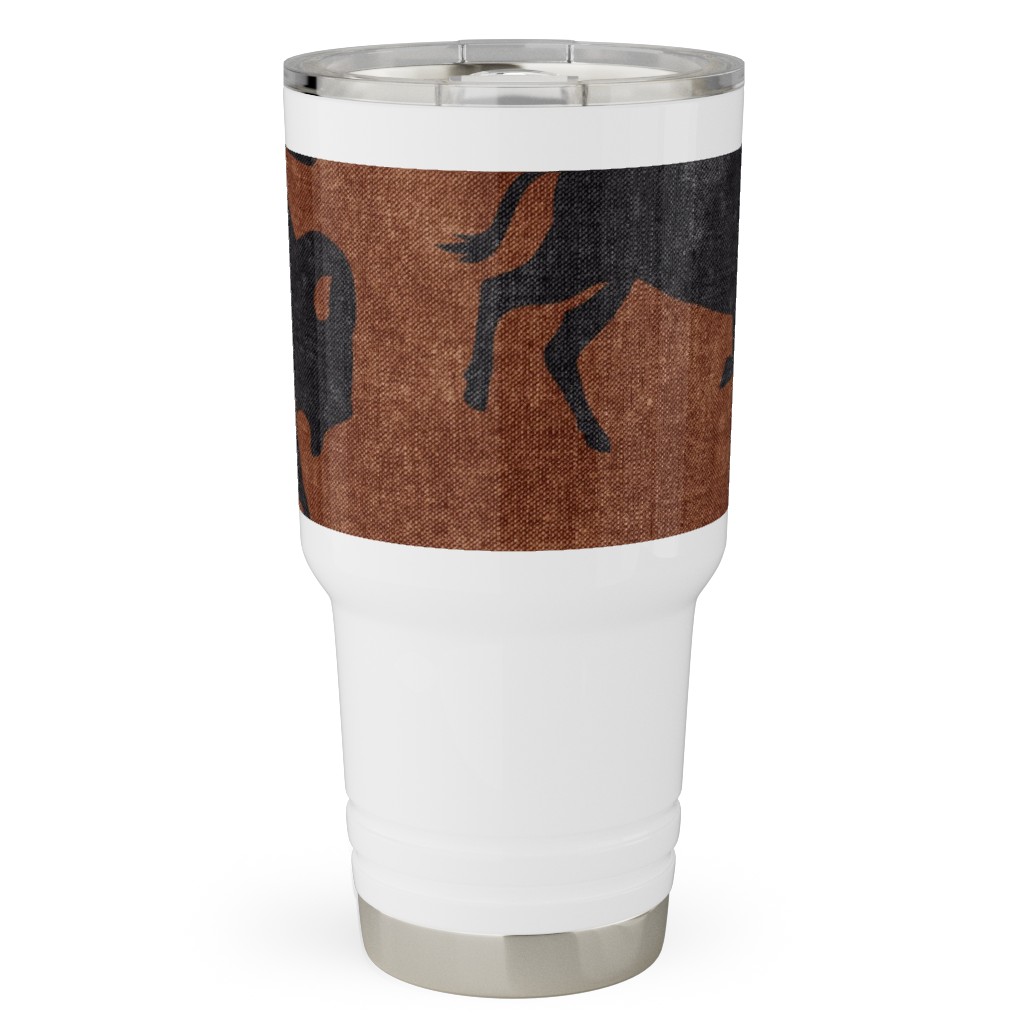Bison Stampede - Inkwell on Brandywine Travel Tumbler, 30oz, Brown, Brown