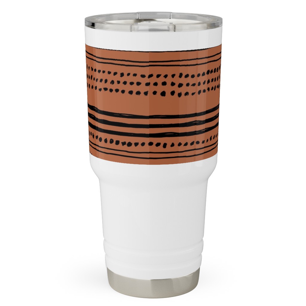 Minimal Mudcloth Travel Tumbler, 30oz, Red