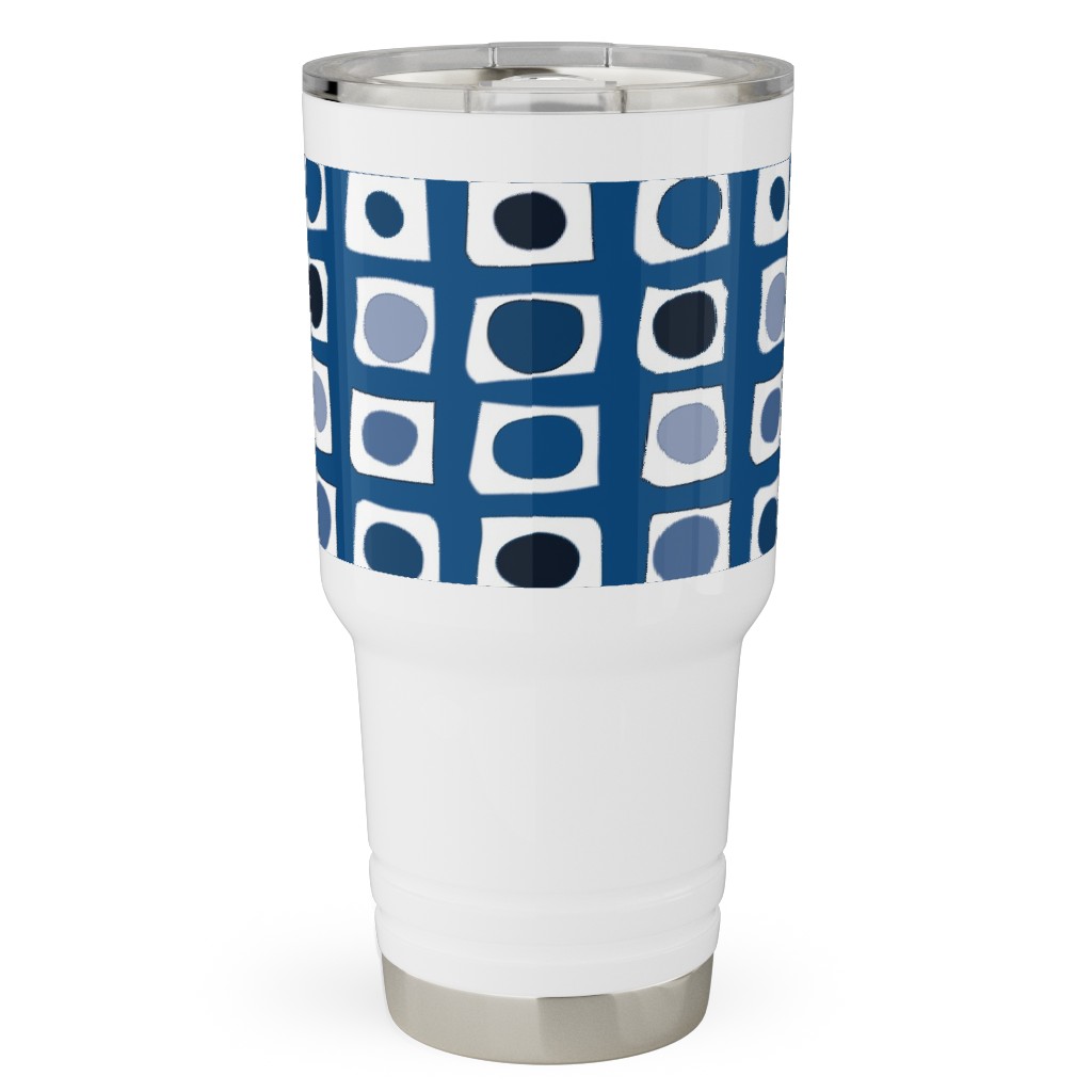 Little White Rectangles - Classic Blue Travel Tumbler, 30oz, Blue, True Blue