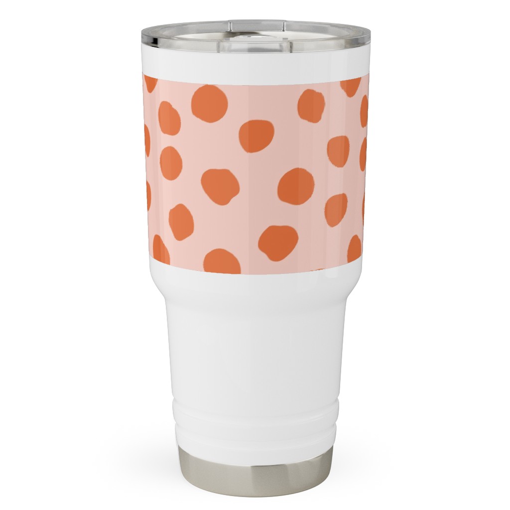 Dotty - Pink and Orange Travel Tumbler, 30oz, Pink, Bright Pink
