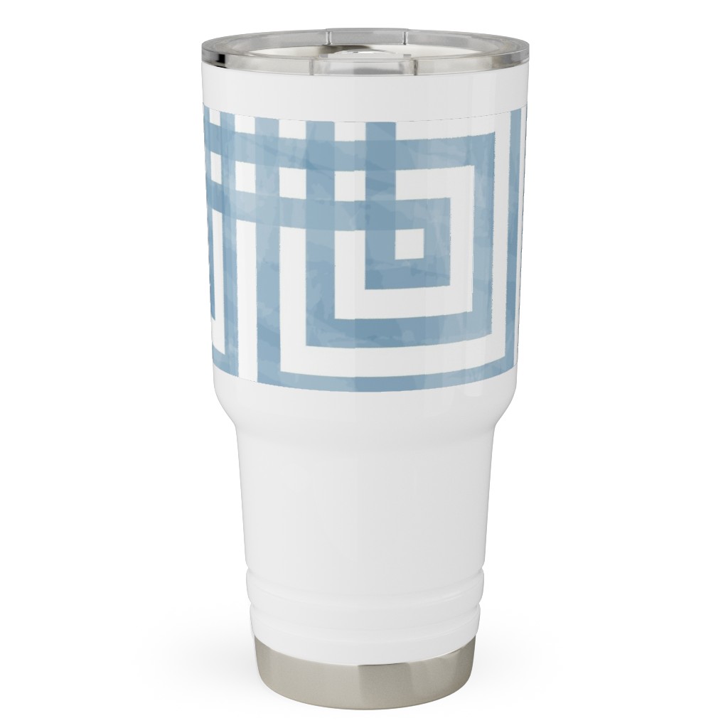 Square Grid - Blue Travel Tumbler, 30oz, Blue, True Blue