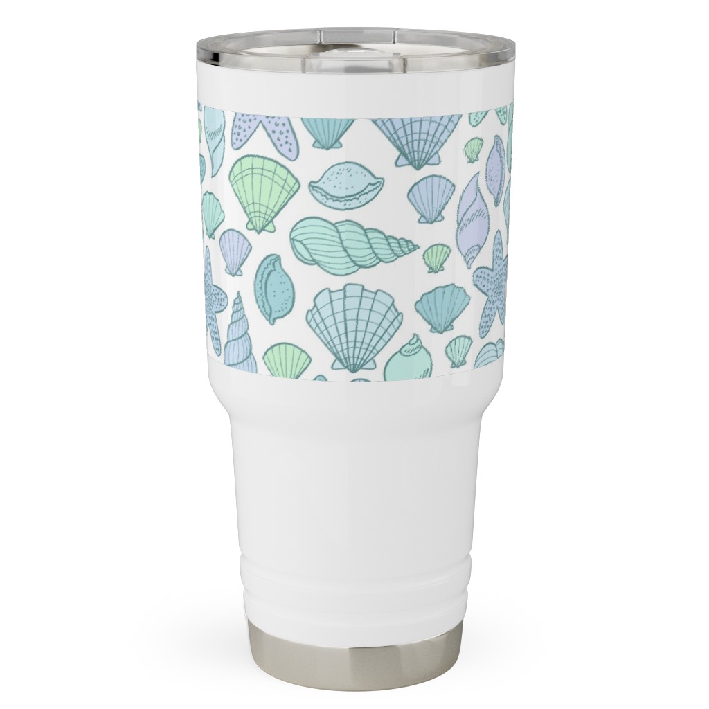 Seashells - Cool Blues Travel Tumbler, 30oz, Blue, True Blue