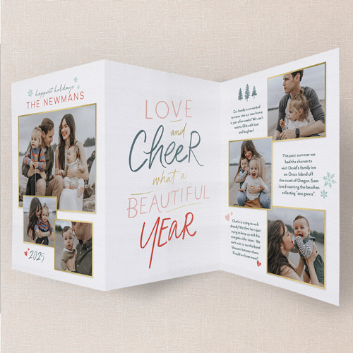 Iconic Year Holiday Card, White, Trifold, Write Your Own, Pearl Shimmer Cardstock